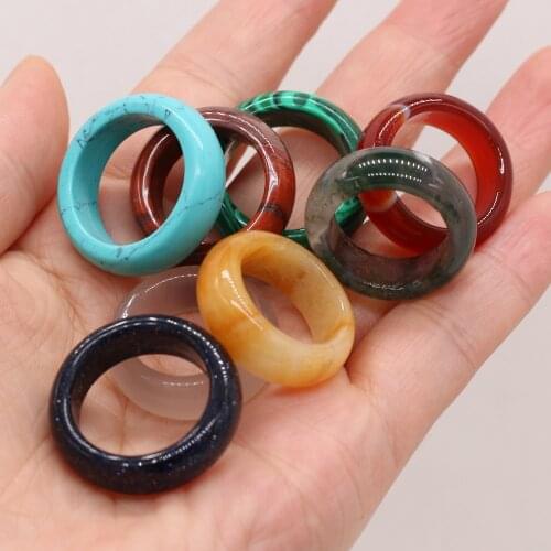 12pcs/Box Natural Agates Stone Rings Suit Mix Color Exquisite Stone Rings Suit fit Women Jewerly Necklace Gift Wide 8mm