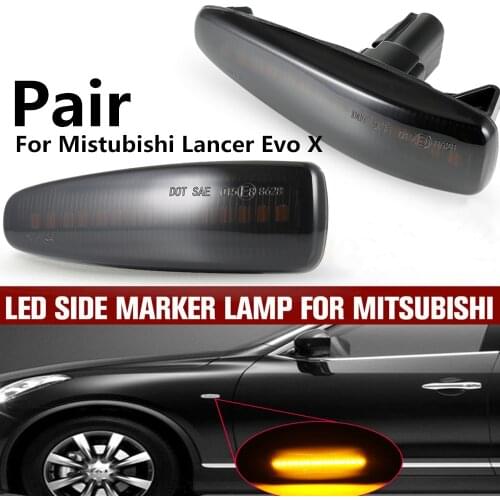 2 pieces Smoke Dynamic LED Fender Side Marker Turn Signal Lights For Mistubishi Lancer Evolution X 2008-2018 Outlander Sport