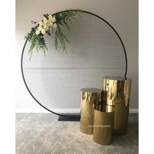 3pcs/set gold mental round plinth display pedestal baby shower party pillar used wedding table decoration for sale