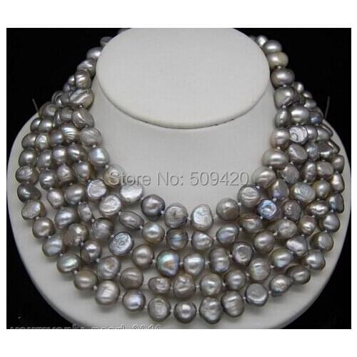 Free Shipping >>>Excellent 9mm baroque pearl jewelry Necklace 100" Long