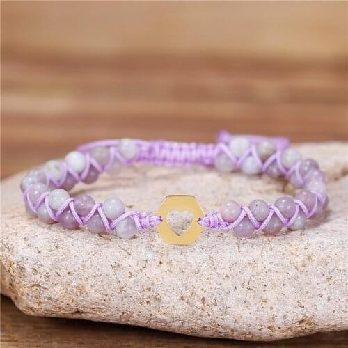 Classic Heart Charm Bracelet Yoga Natural Stone Syringa Beads Braided Bracelet Bridesmaid Bracelet Boho Art Jewelry Dropshipping