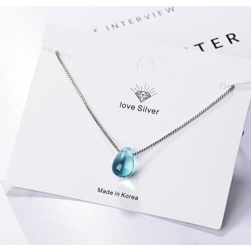 Fantastic Blue Crystal Water Drop Pendant Necklace Clavicle Chain For Women Girls Jewelry Gifts