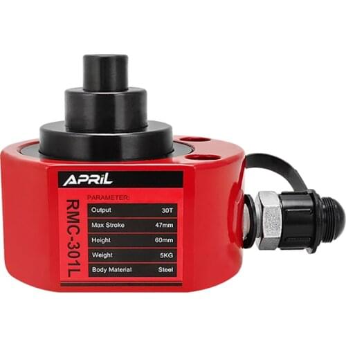 30T Ultra-thin Multi-Stage Hydraulic Jack Hydraulic Oil Cylinder Maximum Stroke 47MM Connector Thread ZG3/8"