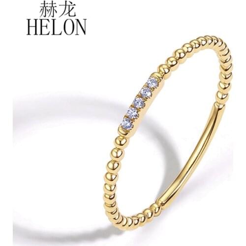 HELON Solid 14k Yellow Gold AU585 SI/H Round 100% Diamonds Engagement Ring Trendy Fine Jewely Elegant Unique Gift Wedding Ring