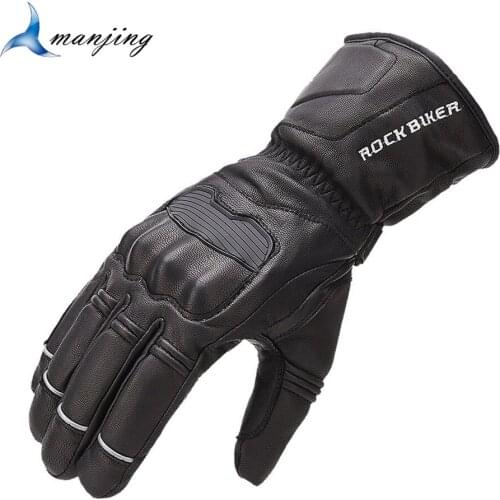 Rock Biker Full Black Motorcycle Riding Leather Gloves mens autumn winter womens windproof warm anti slippery awaterproof