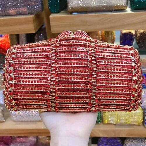 Girls Mini Casual Shoulder Bag Messenger Bags Handbags Red/Yellow Diamonds Purse Handbag Handmade Bridal Purses Clutches Bags