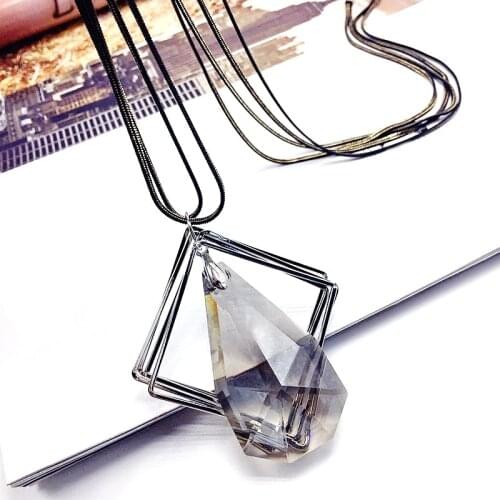 Statement Geometric Big Water Drop Long Necklace Women Bijoux Fashion Jewelry Necklaces & Pendants