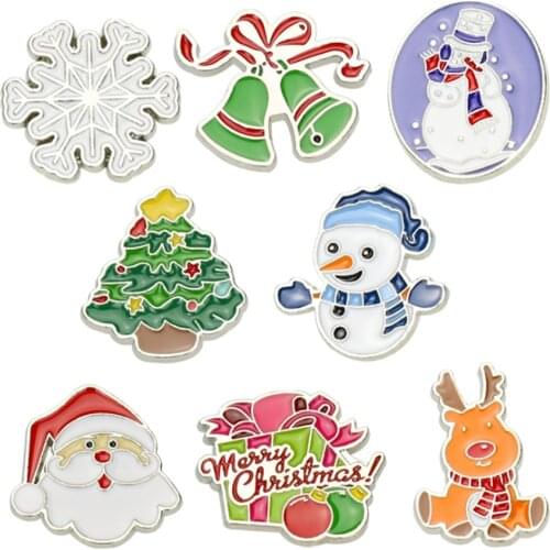 Cartoon Santa Claus Enamel Mini Pins Christmas Brooch Cute Metal Pins Accessories Badge Enamel Brooch Jewelry Gift For Kids Girl