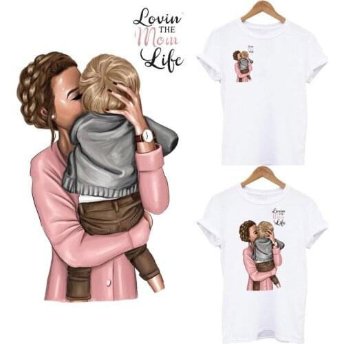 DIY Patch Super Mom&Baby Iron-On Transfers For Clothing Washable Women T-shirt Jacket Thermal Sticker On Clothes Applique Decor