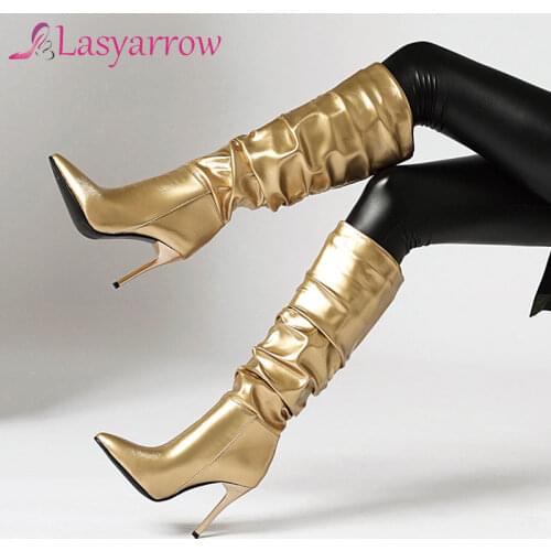 Lasyarrow New winter women shoes knee high boots Fashion Thin Heel women boots sexy European style Female boots Western boots