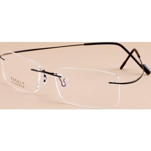 Memory alloy frames ultra-light legs flexible glasses frame frameless glasses glasses men and women simple box 817