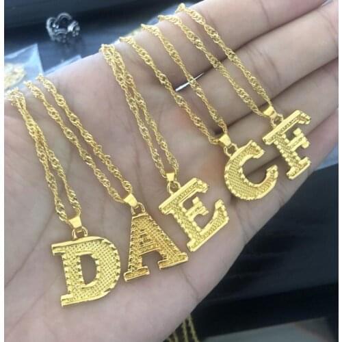 Gothic Gold Personalize 26A-Z Alphabet Letter Pendant Necklaces Stainless Steel First letter of Name Necklace Jewelry цепь