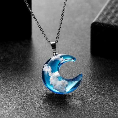 2020 Men Lady Boys Girls Fashion Novel Blue Sky White Clouds Black Shadow Eagle Round Moon Turtle Pendant Necklace