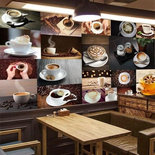 Custom Mural Papel De Parede Coffee Beans Coffee Cup 3D Photo Wallpaper Cafe Restaurant Living Room Kitchen Decorative Wallpaper