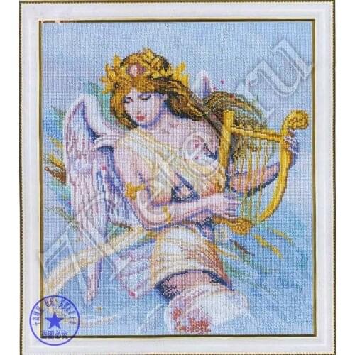 Popular Embroidery Music Angel Counted Cross Stitch Kits for Beginners with 100% Cotton Flosses & Free Shipping for Wall Decor