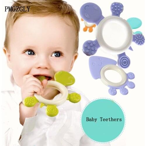 Baby teether toy toothbrush Infant Cartoon Shape Teethers Tortoise Silicone Teething For Baby Teether Oral Care Dental Care