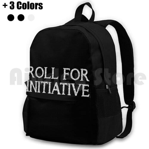 Roll For Initiative ( Black ) Outdoor Hiking Backpack Waterproof Camping Travel Gamers Rpg Tabletop Table Top Tabletop Rpg
