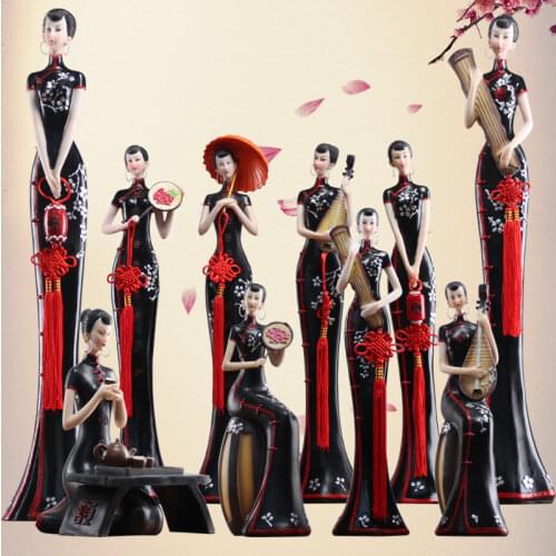 Modern Chinese Ladies Resin Figurines Creative Home Furnishing Decoration Crafts Office Beauty Ornaments TV Cabinet Accessories