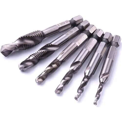 6Pcs M3-M10 1/4'' Hex Shank Metric Screw Tap Drill Bits Set HSS Right Hand Taps for Metal Tapping & Drilling Hand Tools