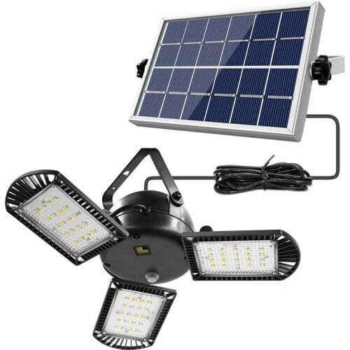 Solar Lights Outdoor 60 LEDs Solar Flood Lights 3 Heads Adjustable with Remote Control Waterproof for Parking Lot Garden
