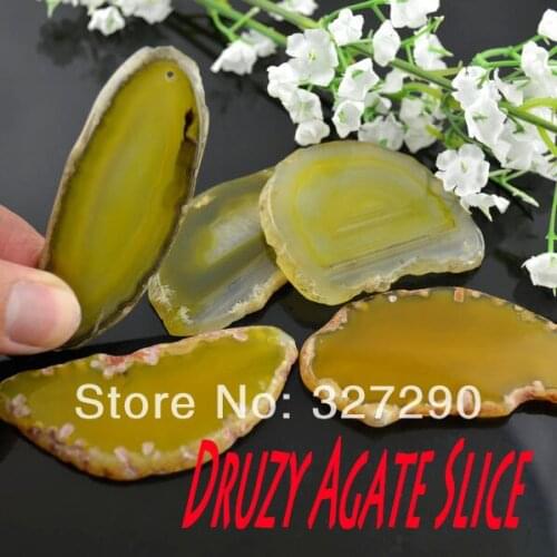 Yellow Color Freedome Drusy Stone Slice Pendants Geode Stone Cheap Jewlery Making Materials 10pc/lot