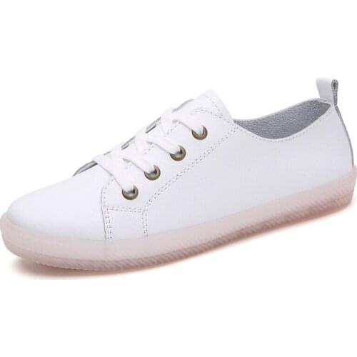 Women Oxfords Spring/Autumn Flat Shoes For Women Genuine Leather Casual Flats Ladies Lace Up Solid Chaussure Femme 2021