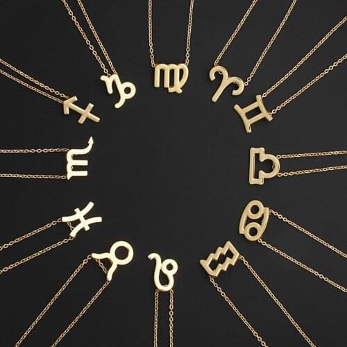 1pc Twelve Constellation Pendant Necklace Clavicle Chain Necklaces for Women Jewelry Birthday Present Choker Necklaces