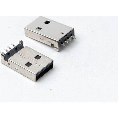 100PCS USB 2.0 Male A Type 180 Degree U Disk Connector 4Pin Flat Buckle USB Male Plug Random Color