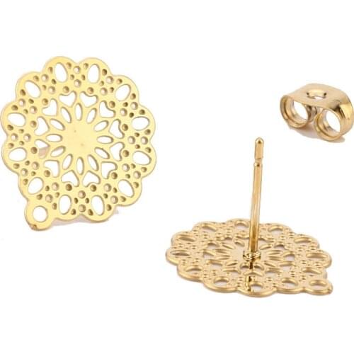 40pcs/lot Stainless Steel Gold Earring Stud Loop Post Hypoallerginic s Components for Making