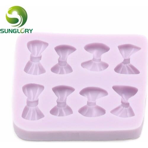8xBowknots Silicone Mold Bow Moldes De Silicona 3D Party Decoration Fondant Mold For Soap Gum Paste Cupcake Mold Baking Tools