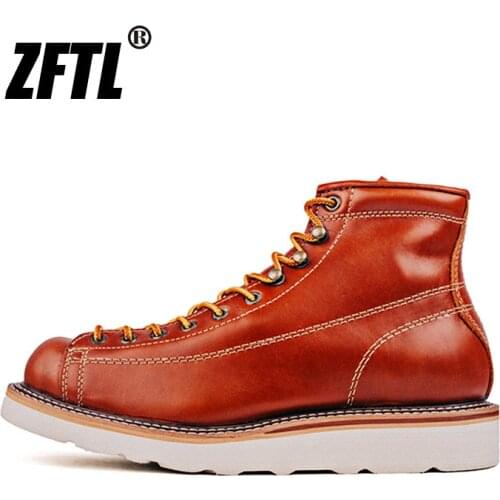 ZFTL Martins Boots for men women Casual Winter wear-resistant first layer cowhide short boots Couple Ankle Boots Lace up Boots