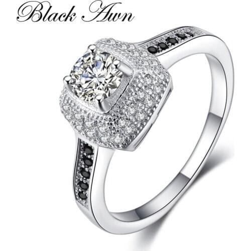 BLACK AWN 2021 New Genuine 100% Sterling 925 Silver Jewelry Square Engagement Rings for Women Gift C367