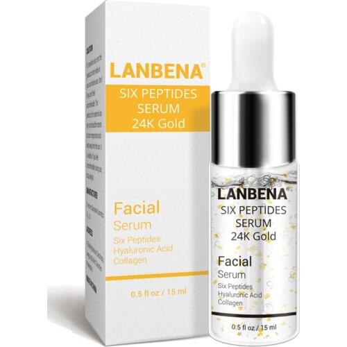 LANBENA 24K Gold Six Peptides Serum Face Cream Day Anti-Aging Wrinkle Lift Firming Whitening Moisturizing Acne Treatment 4PCS