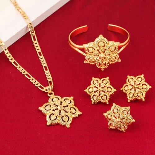 Ethiopian Cross Pendant Necklace Gold Filled Jewelry Cross Chain Yellow Gold Color African Jewellery Fashion Women Men