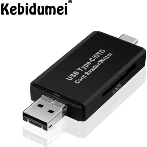 Kebidumei Type C Micro USB 3 In 1 OTG Card Reader High-speed USB2.0 Universal OTG TF/SD For Android Computer Extension Headers