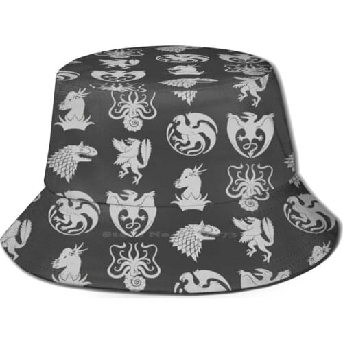 Coat Of Arms Collage With Dinosaurs Korean Ladies Outdoor Sun Hat Bucket Cap Dinosaurs Paleoart Sigil Coat Of Arms Medieval