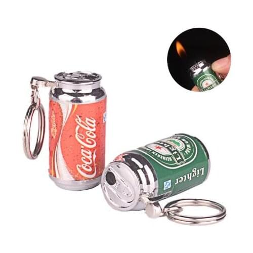 Creative Gas Lighters Keychain Cigarette Tool Mini Cans Hanging Butane Funny Inflatable Lighter
