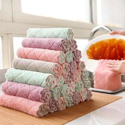 Decontamination Diamond-shaped Absorbent Cloth Dish Towel Wipe Household Kitchen Absorbent rags Mixed Color