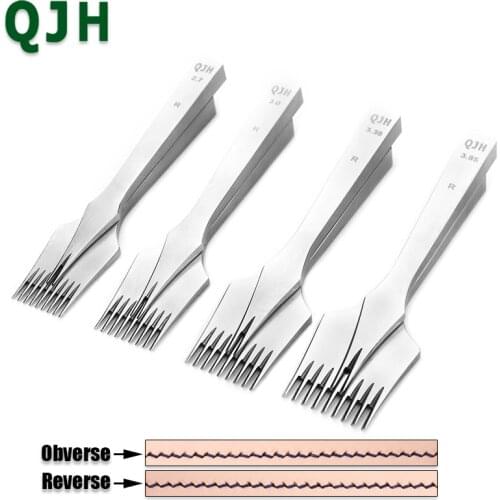 Front reverse chisel leather stitching lace punching chisel French barbed iron sharp leather punching tool 2.7/3.0/3.38/3.85mm