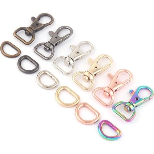 13mm Rainbow Metal Adjuster Swivel Slide Spring Clasps,Dog Collar Purse Hardware Making Backpack D Rings Webbing Handbag 5Sets