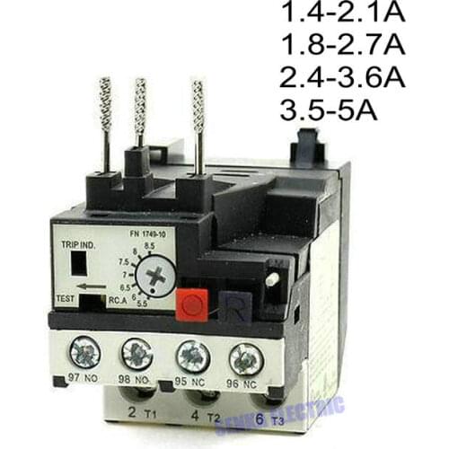 Motor Protector Three Phase 3P 2.1A,2.7A,3.6A,5A Thermal Overload Relay RHN-10K
