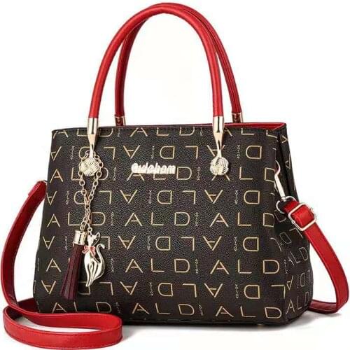 Luxury Letter Print Womens Handbags Female Shoulder Bag with cat tassel ornament Office Lady Square Crossbody Bag