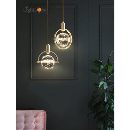Light luxury bedroom bedside crystal small pendant light restaurant bar personality lamp