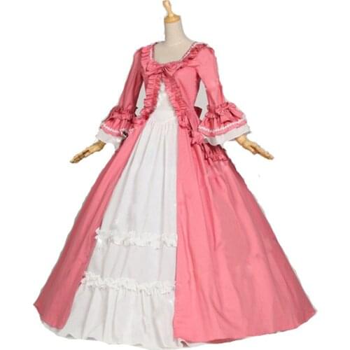 Pink Renaissance Victorian Cotton Dress Gown Victorian Marie Antoinette Dress
