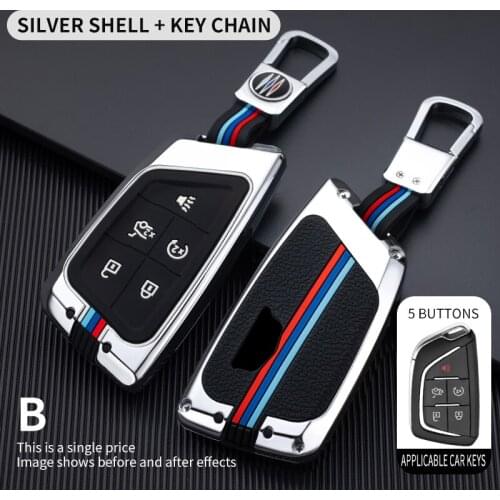 Zinc Alloy Car Remote Smart Key Case Cover Holder Shell Key Chain 5 Buttons For Cadillac CT5 2019 2020 Car Accessories