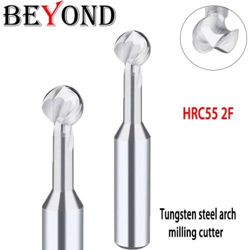BEYOND Carbide CNC Machine Tungsten Steel Arch Milling Cutter Router Bit Alloy Carbide HRC55 2Flutes