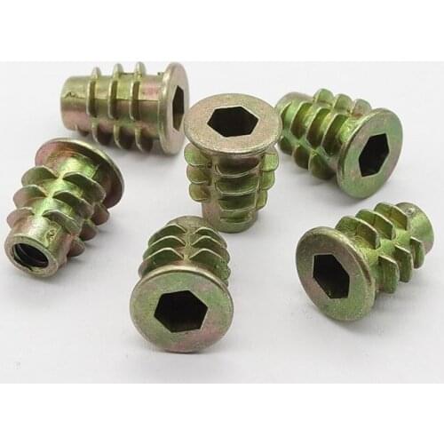 High-quality M4 M5 M6 M8 M10 Zinc Alloy Furniture Nuts Thread For Wood Insert Flanged Hex Drive Head Furniture Nuts
