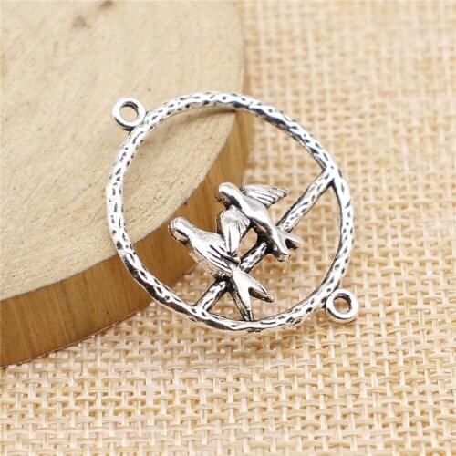 WYSIWYG 4pcs 33x27mm Charm Connector Love Birds Pendants Lovebird Charms Lovebird DIY For Jewelry Making