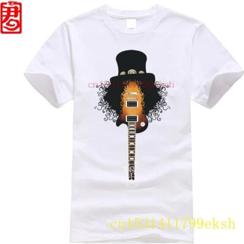 Funny T Shirts Slash Guitar Men O-Neck Short Sleeve T-Shirt Rock Style Normal Cotton Crew Neck Men Tshirt Plus Size Gun N Roses