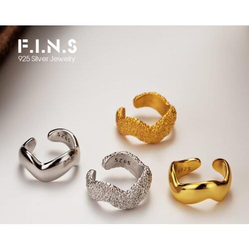 F.I.N.S 1PC Korean Minimalist S925 Sterling Silver Glossy Wave Ear Clip Female INS Fashion Brushed Texture Ear Bone Cuff Jewelry